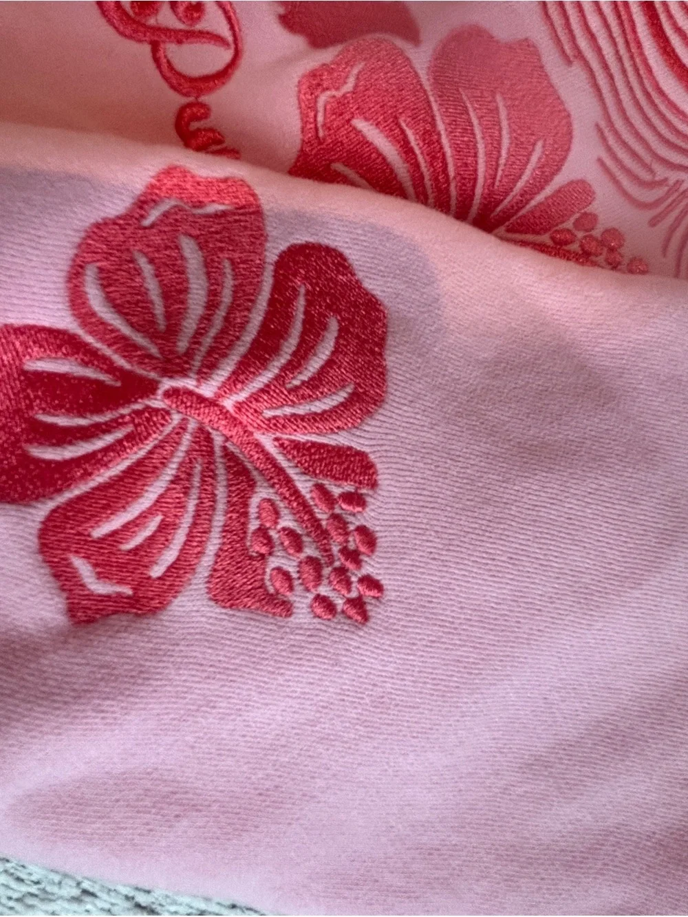 Pink Palm Puff Hoodie with Red Palm Logo - Women's Sweatshirt - Picture 6 of 10